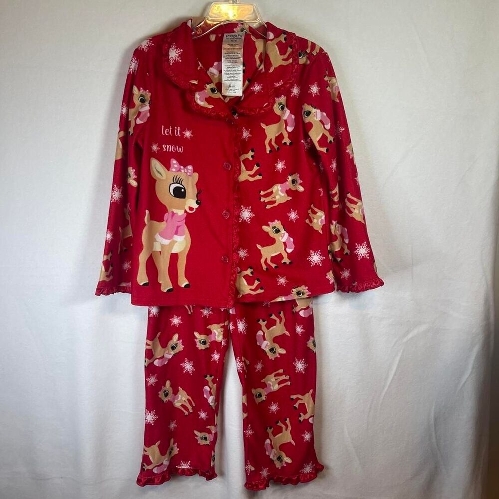 Rudolph The Red Nose Reindeer Girls Red Pajamas size 5T